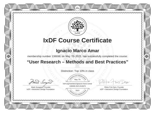 User Research – Methods and Best Practices certificate