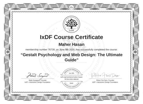 Gestalt Psychology and Web Design: The Ultimate Guide certificate