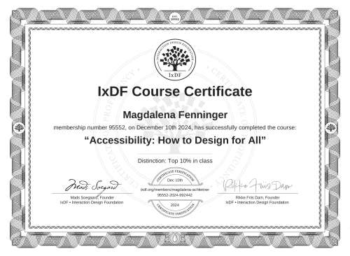 Accessibility: How to Design for All certificate