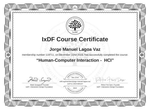 Human-Computer Interaction -  HCI certificate