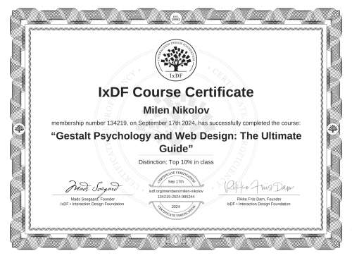 Gestalt Psychology and Web Design: The Ultimate Guide certificate