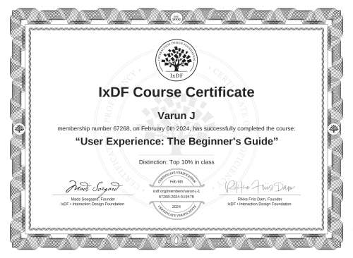 User Experience: The Beginner's Guide certificate
