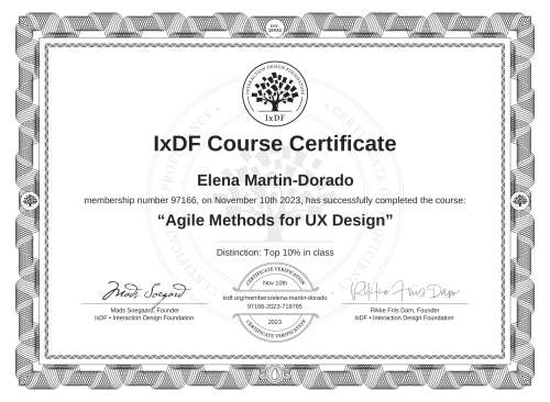 Agile Methods for UX Design certificate