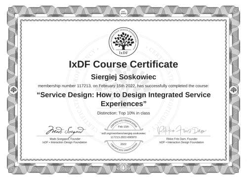 Service Design: How to Design Integrated Service Experiences certificate