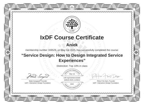 Service Design: How to Design Integrated Service Experiences certificate