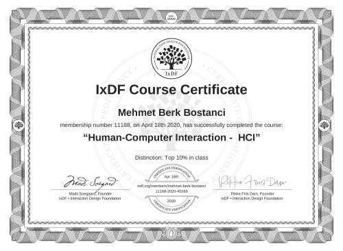 Human-Computer Interaction -  HCI certificate