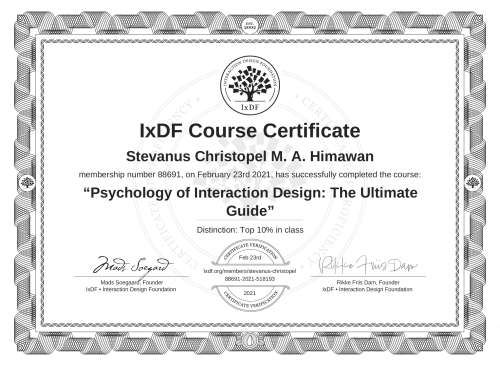 Psychology of Interaction Design: The Ultimate Guide certificate