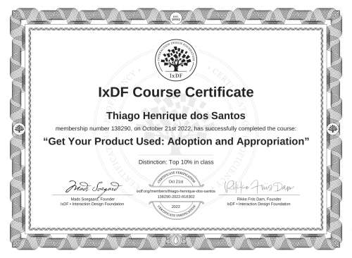 Get Your Product Used: Adoption and Appropriation certificate