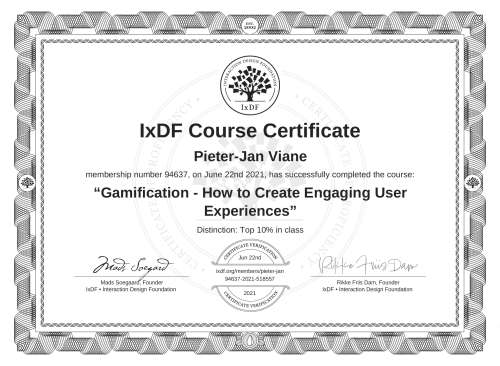 Gamification - How to Create Engaging User Experiences certificate