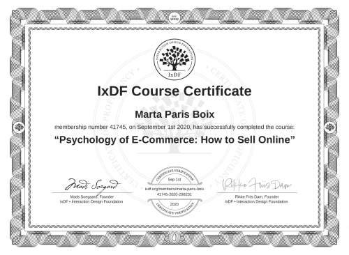 Psychology of E-Commerce: How to Sell Online certificate