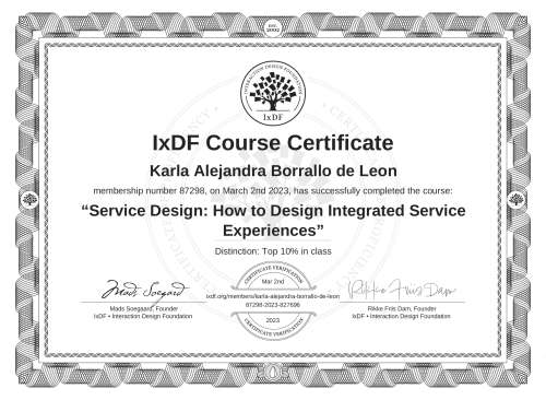 Service Design: How to Design Integrated Service Experiences certificate