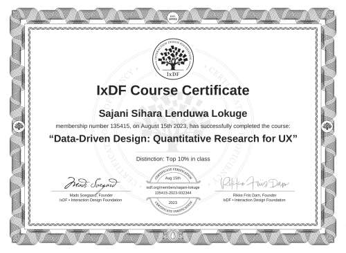 Data-Driven Design: Quantitative Research for UX certificate