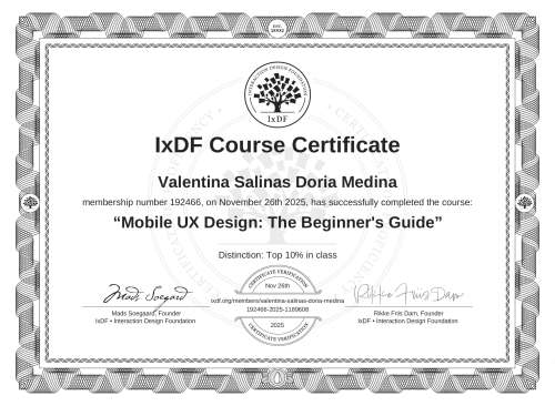 Mobile UX Design: The Beginner's Guide certificate