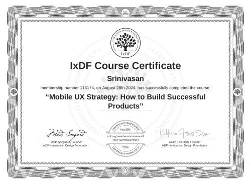 Mobile UX Strategy: How to Build Successful Products certificate