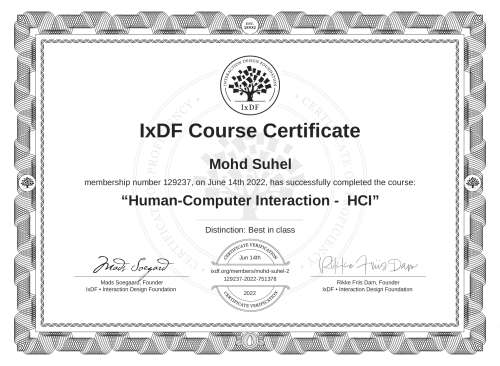Human-Computer Interaction -  HCI certificate