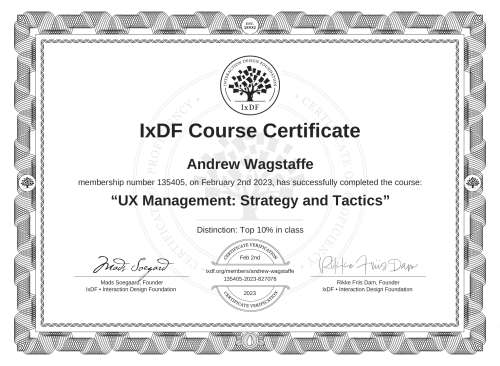 UX Management: Strategy and Tactics certificate