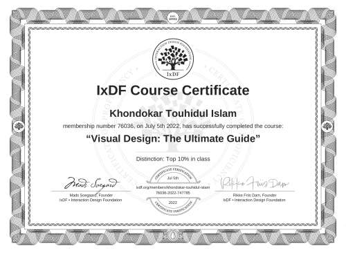 Visual Design: The Ultimate Guide certificate
