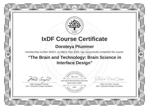 The Brain and Technology: Brain Science in Interface Design certificate