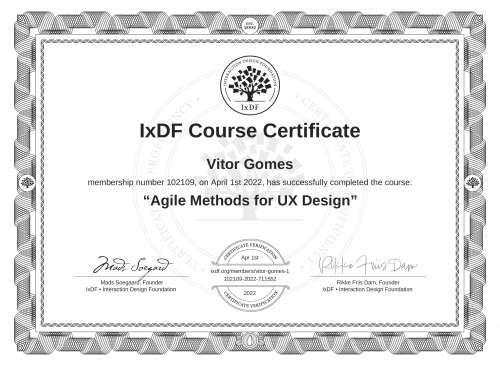 Agile Methods for UX Design certificate