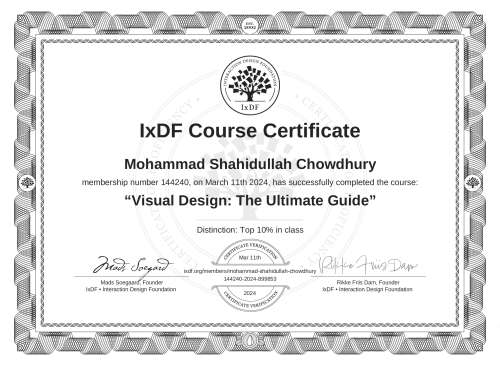 Visual Design: The Ultimate Guide certificate