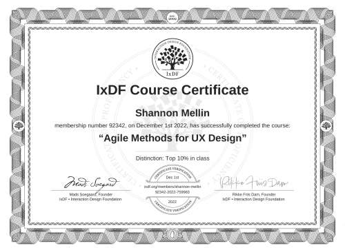 Agile Methods for UX Design certificate