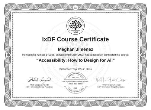 Accessibility: How to Design for All certificate