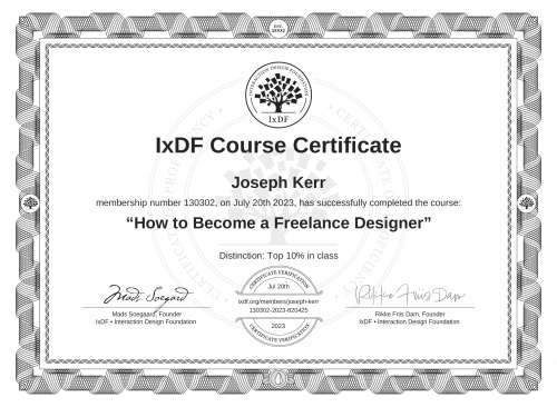 How to Become a Freelance Designer certificate