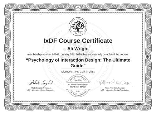 Psychology of Interaction Design: The Ultimate Guide certificate