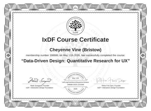 Data-Driven Design: Quantitative Research for UX certificate