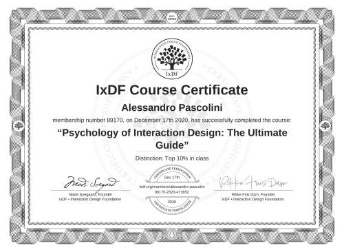 Psychology of Interaction Design: The Ultimate Guide certificate