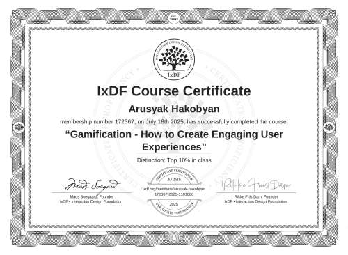 Gamification - How to Create Engaging User Experiences certificate