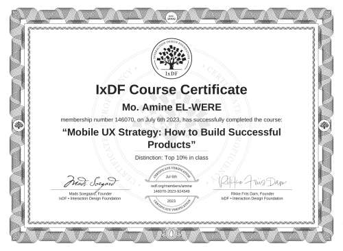 Mobile UX Strategy: How to Build Successful Products certificate