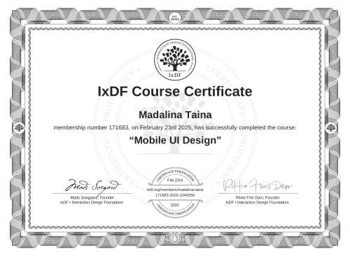 Mobile UI Design certificate