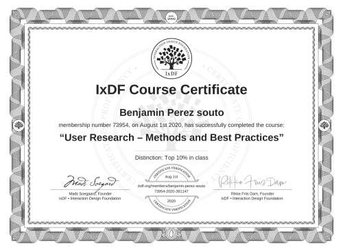 User Research – Methods and Best Practices certificate