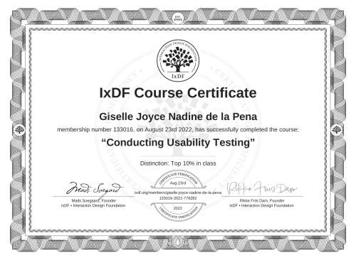 Conducting Usability Testing certificate
