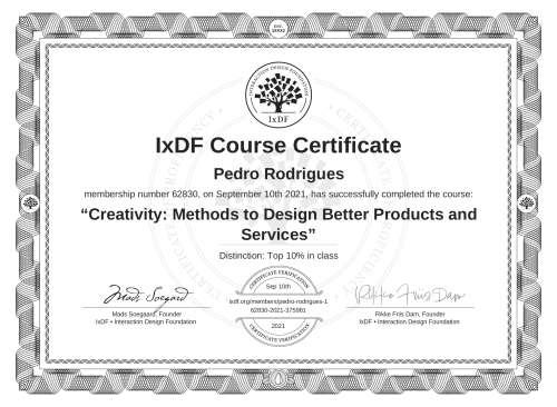 Creativity: Methods to Design Better Products and Services certificate