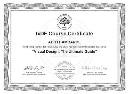 Visual Design: The Ultimate Guide certificate
