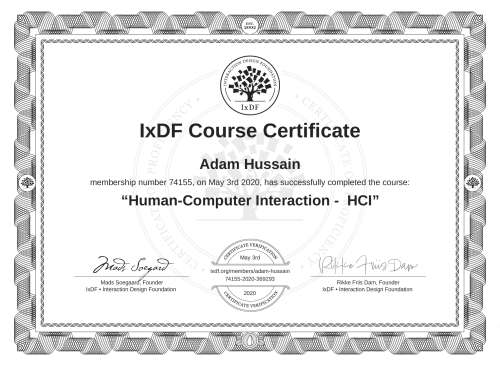 Human-Computer Interaction -  HCI certificate