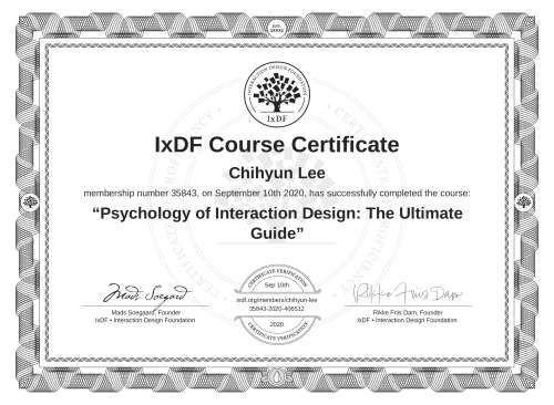 Psychology of Interaction Design: The Ultimate Guide certificate