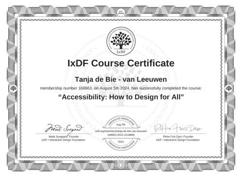 Accessibility: How to Design for All certificate