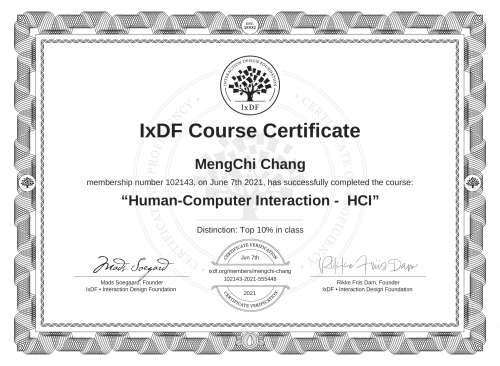 Human-Computer Interaction -  HCI certificate