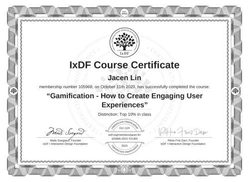 Gamification - How to Create Engaging User Experiences certificate