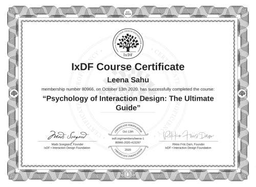 Psychology of Interaction Design: The Ultimate Guide certificate