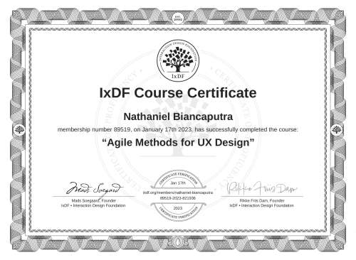 Agile Methods for UX Design certificate