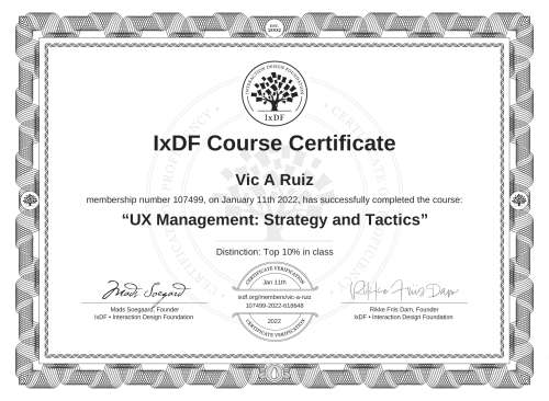 UX Management: Strategy and Tactics certificate