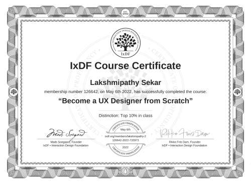 Become a UX Designer from Scratch certificate