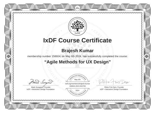 Agile Methods for UX Design certificate