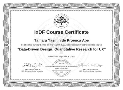 Data-Driven Design: Quantitative Research for UX certificate