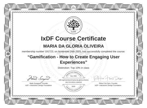 Gamification - How to Create Engaging User Experiences certificate