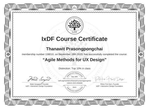 Agile Methods for UX Design certificate